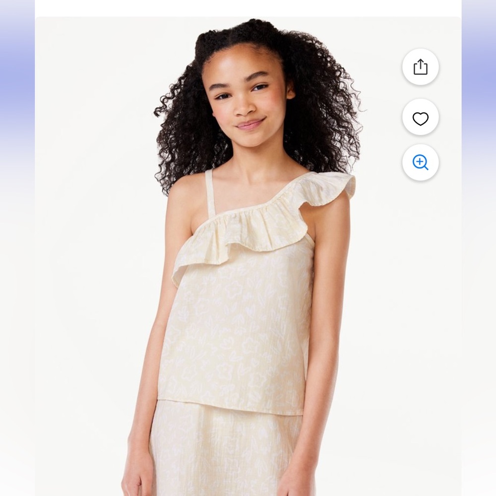 Free Assembly Girls Asymmetrical Ruffled Tank Top, Sizes Large 10